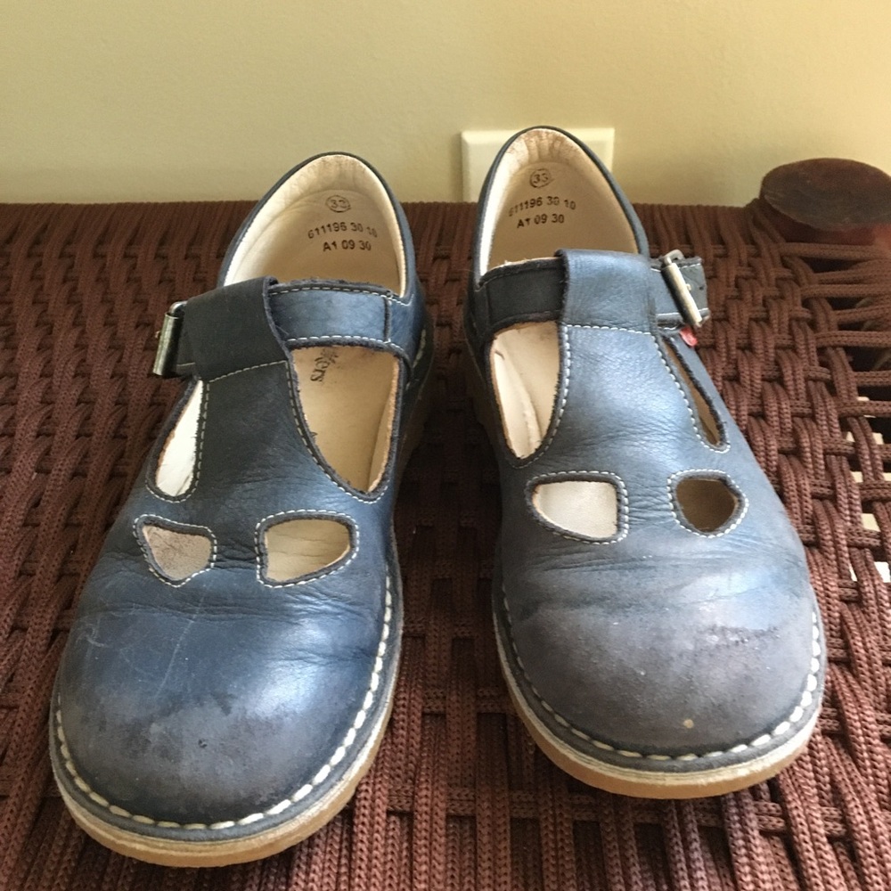 Kids Blue Leather Shoes